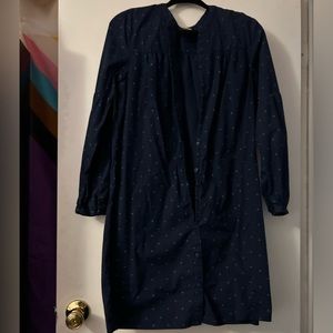 Navy Blue with Green polka dots dress, Lg